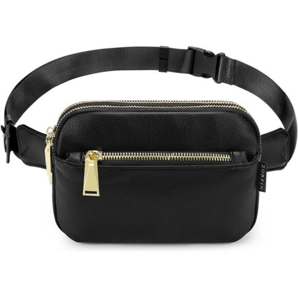 Leather Fanny Pack for Women Men: Crossbody Belt Bag with Adjustable Strap - Picture 1 of 7